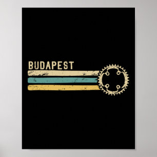 Budapest Hungary Vintage Retro 70s 80s Biking Poster