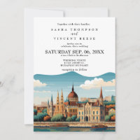 Budapest Hungary Wedding Invitation Retro