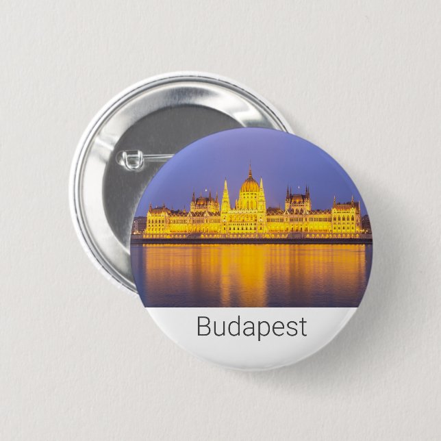 Budapest Parliament Panorama Hungary Holiday 6 Cm Round Badge (Front & Back)