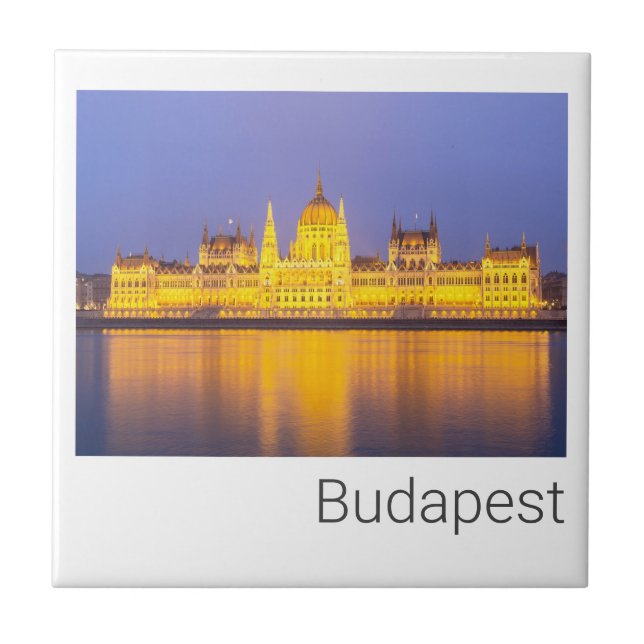 Budapest Parliament Panorama Hungary Holiday Ceramic Tile (Front)