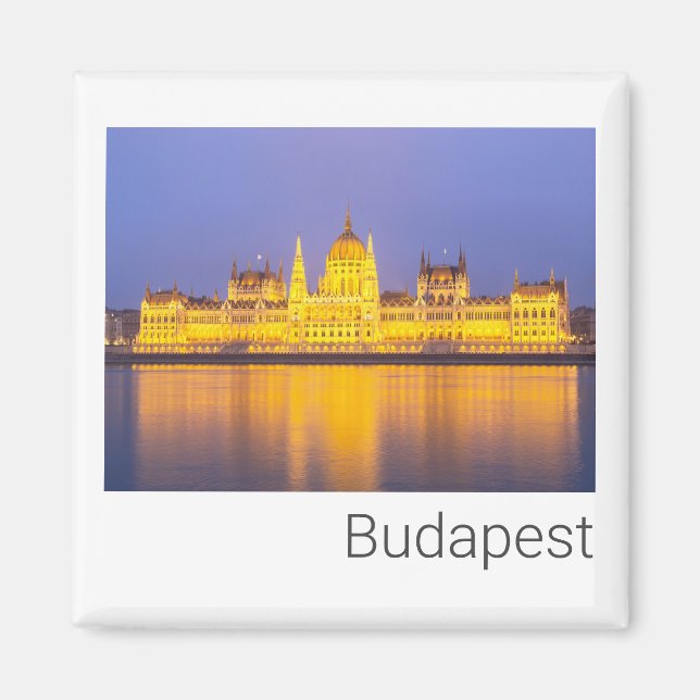 Budapest Parliament Panorama Hungary Holiday Magnet (Front)
