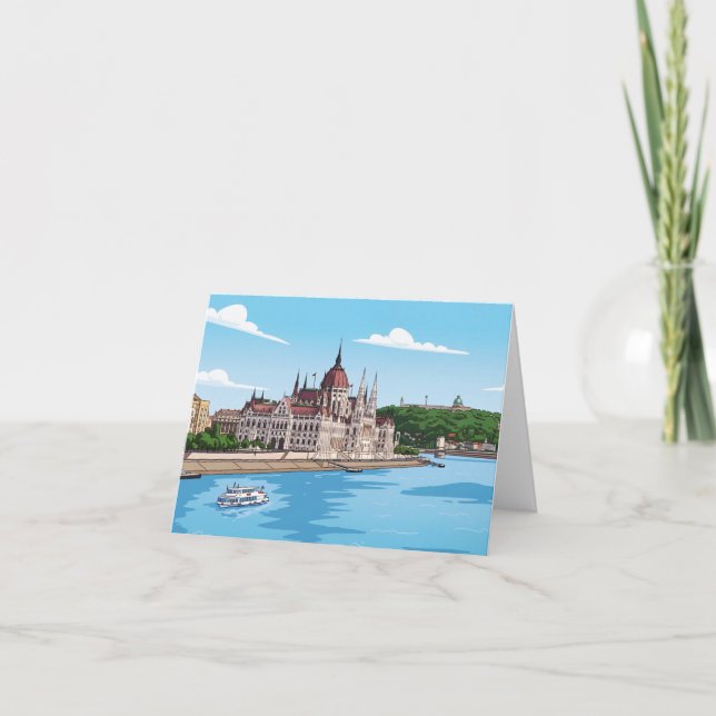 Budapest Parliament view greeting card (Front)