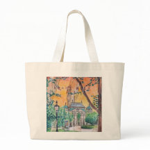 Budapest Retro Buildings Mixed media sketch Tote b