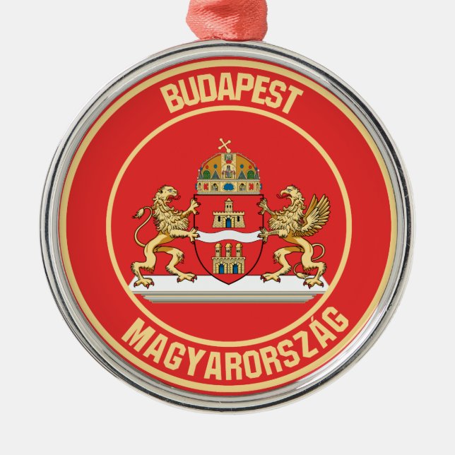 Budapest Round Emblem Metal Ornament (Front)