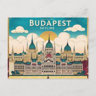 Budapest Skyline Travel Captivating Artwork  Postcard