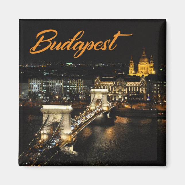 Budapest, The Chain Bridge from The Buda Castle Magnet (Front)
