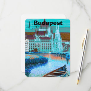 Budapest Travel Postcard Art, Hungary Travel Postc