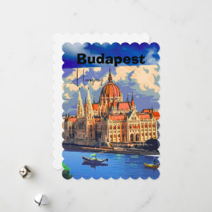 Budapest Travel Postcard Art, Hungary Travel Postc