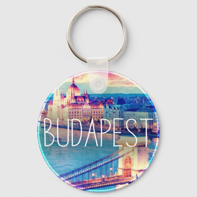 Budapest vintage, circle key ring (Front)