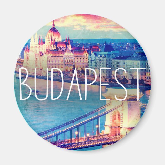 Budapest vintage, circle magnet (Front)