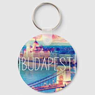 Budapest, vintage poster key ring