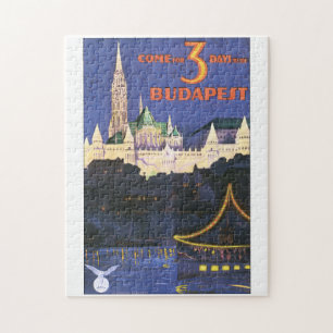Budapest Vintage Travel Poster Jigsaw Puzzle