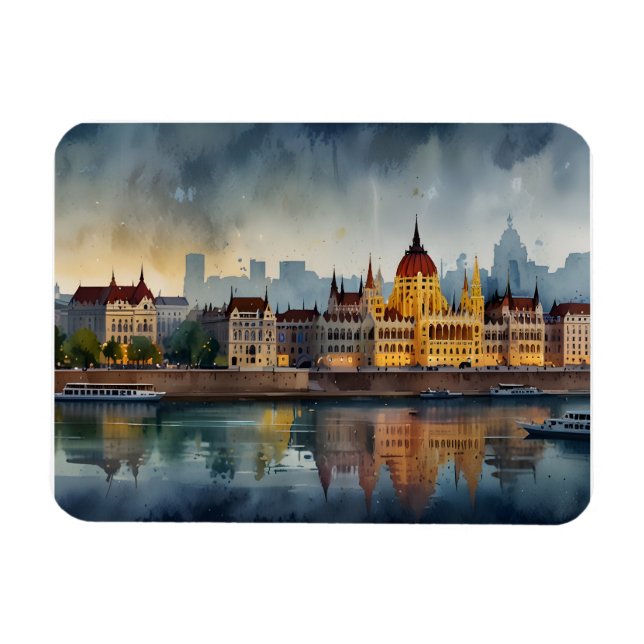 Budapest watercolor art magnet (Horizontal)
