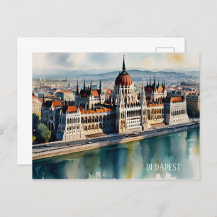 Budapest watercolor art postcard
