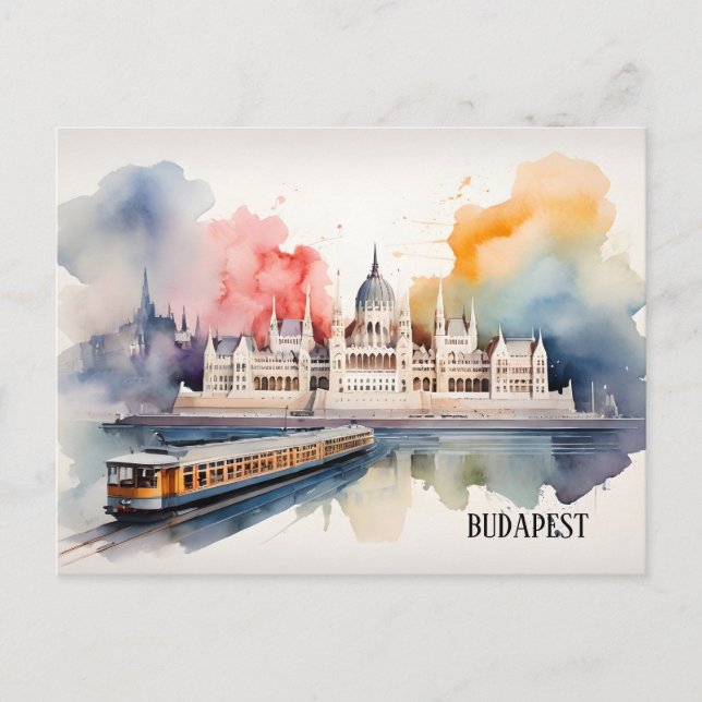 Budapest watercolor art postcard (Front)