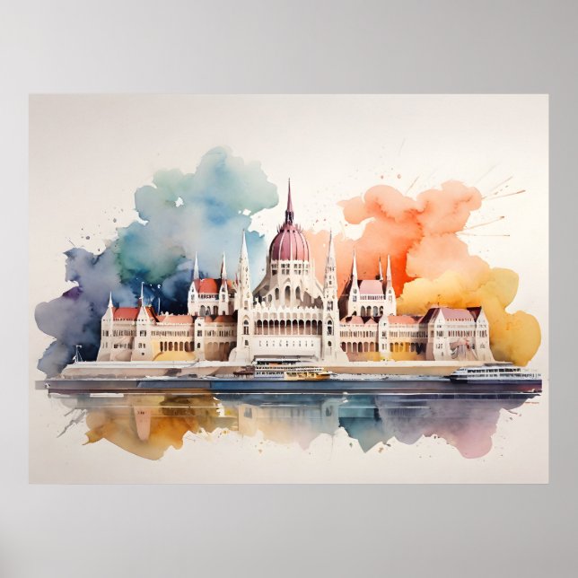 Budapest watercolor art poster (Front)