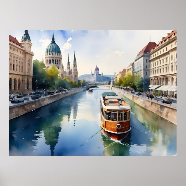 Budapest watercolor art poster (Front)