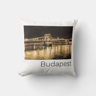 Budapest with Chain Bridge Vintage Panorama Cushion
