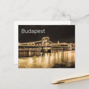 Budapest with Chain Bridge Vintage Panorama Holiday Postcard