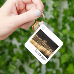Budapest with Chain Bridge Vintage Panorama Key Ring