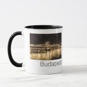 Budapest with Chain Bridge Vintage Panorama Mug