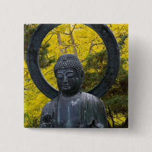 Budda Statue in the Japanese Gardens Golden 15 Cm Square Badge