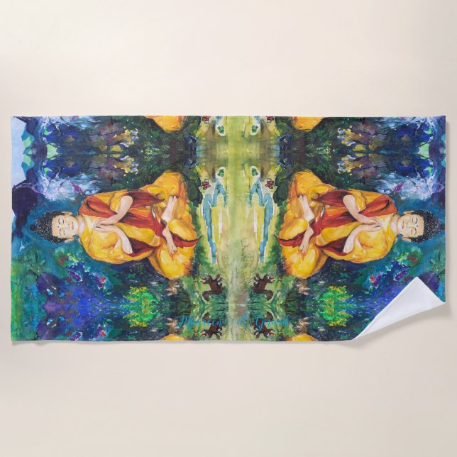 Buddah Garden Meditation Peace Maureen Girard Beach Towel (Front)