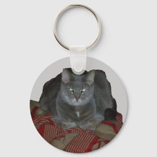 Buddah Grey Grumpy Cat Keychain