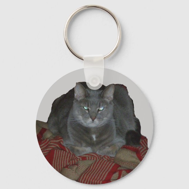 Buddah Grey Grumpy Cat Keychain (Front)