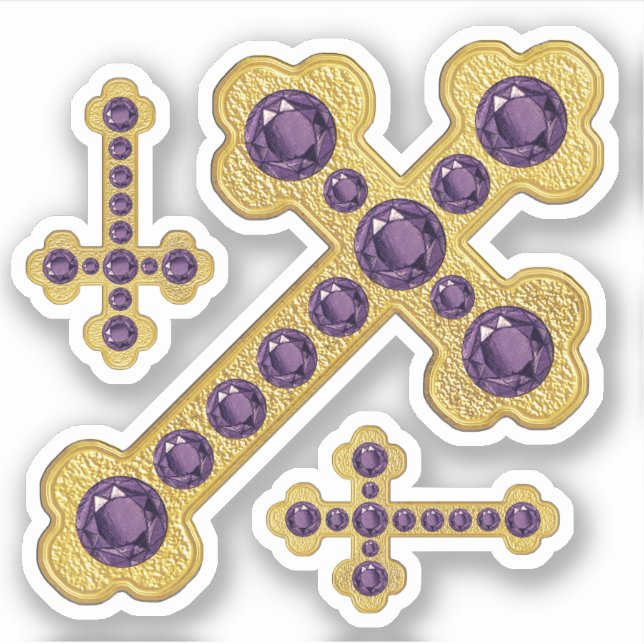 Budded Crosses with 12 Faux Amethysts - Contour (Front)