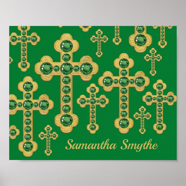 Budded Crosses with 12 Faux Emeralds - Poster (Front)