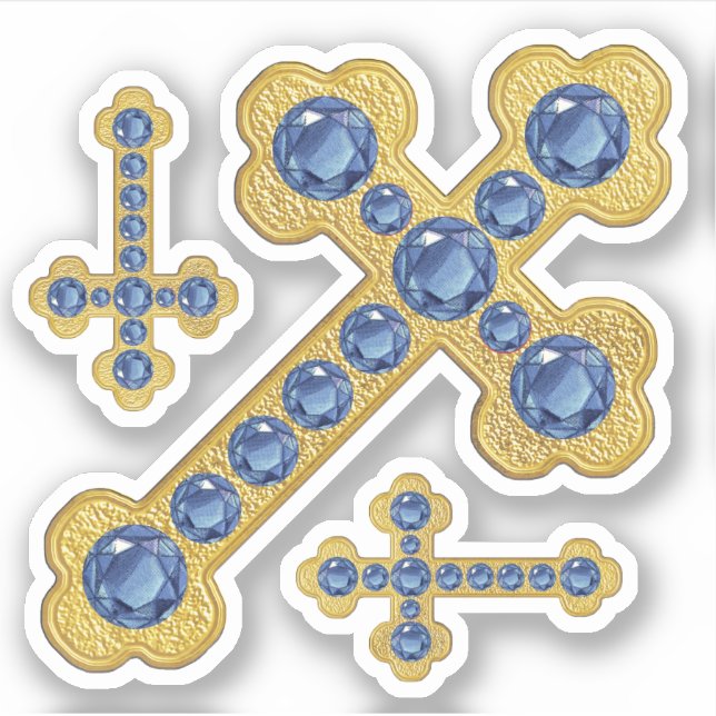 Budded Crosses with 12 Faux Sapphires - Contour (Front)