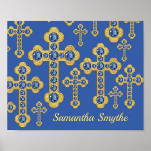 Budded Crosses with 12 Faux Sapphires - Poster