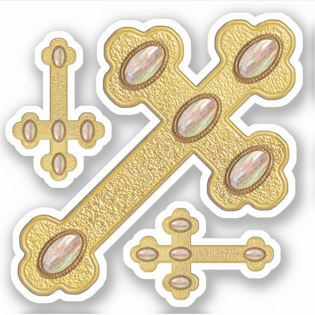 Budded Crosses with 5 Faux Opals - Contour (Front)