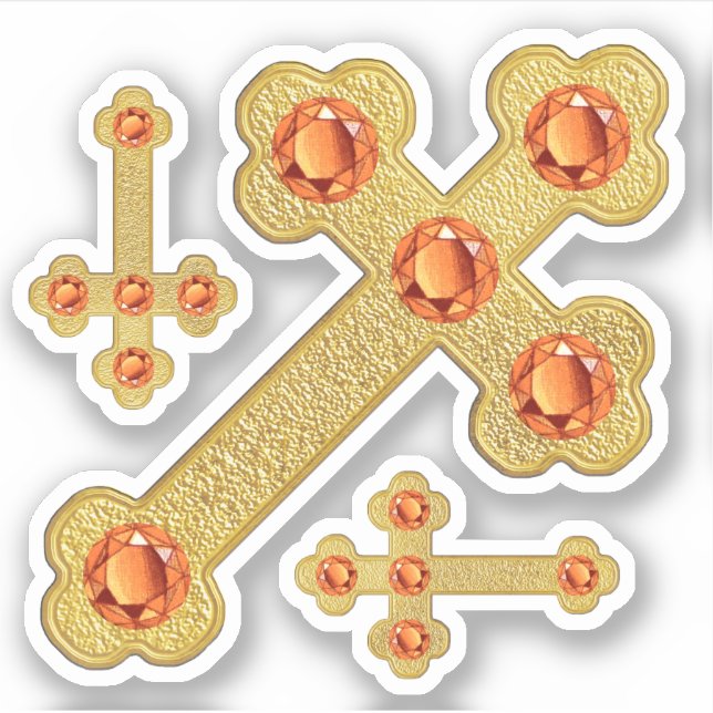 Budded Crosses with 5 Faux Topazes - Contour (Front)