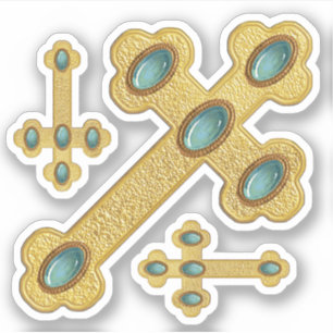 Budded Crosses with 5 Faux Turquoise - Contour