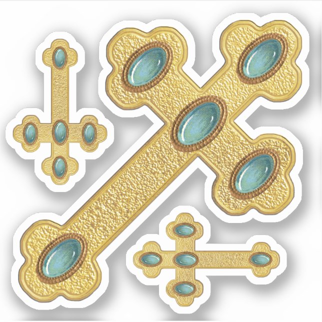 Budded Crosses with 5 Faux Turquoise - Contour (Front)