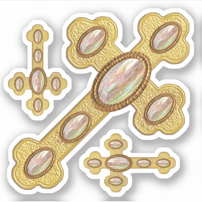 Budded Crosses with 6 Faux Opals - Contour (Front)