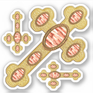 Budded Crosses with 6 Faux Red Agates - Contour
