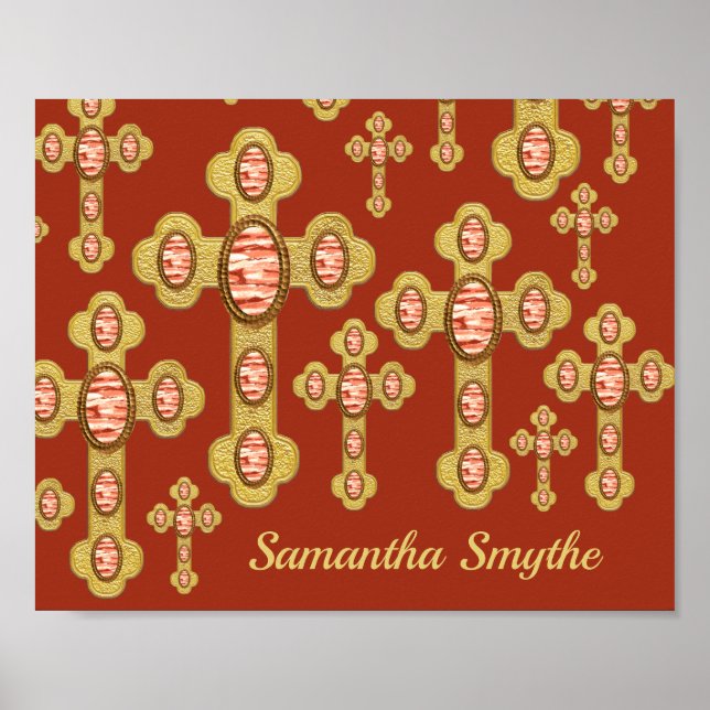 Budded Crosses with 6 Faux Red Agates - Poster (Front)