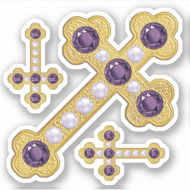 Budded Crosses with Faux Amethysts & Pearls - (Front)