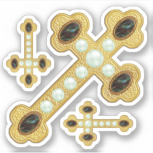 Budded Crosses with Faux Bloodstones & Pearls -