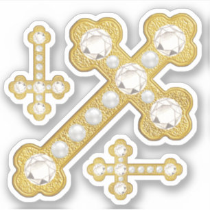 Budded Crosses with Faux Diamonds & Pearls -