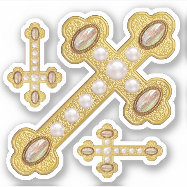 Budded Crosses with Faux Opals & Pearls - Contour (Front)