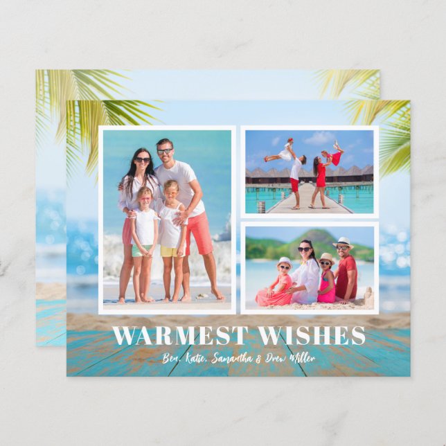 Buddget Tropical Beach Christmas Photo Card (Front/Back)