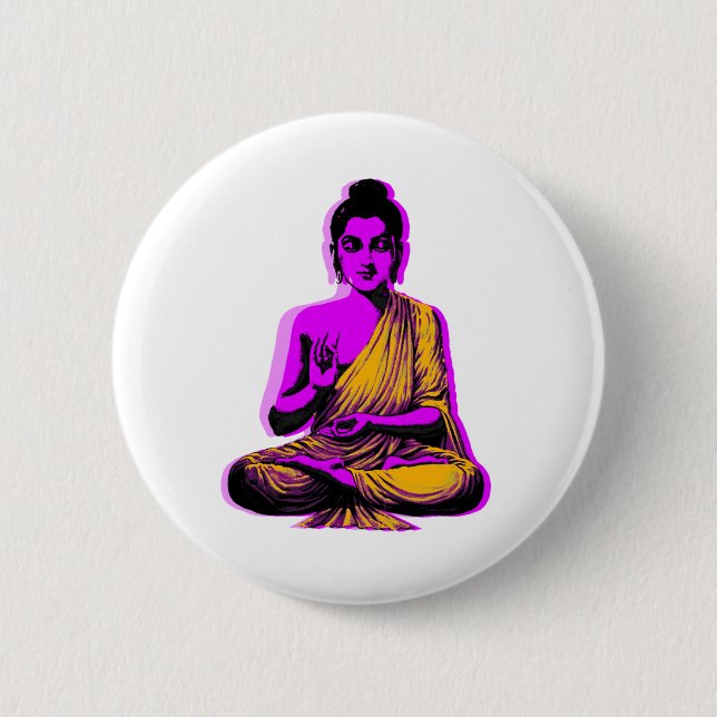Buddha 6 Cm Round Badge (Front)
