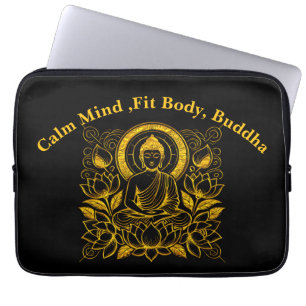 Buddha Amid Lotus Flowers Laptop Sleeve