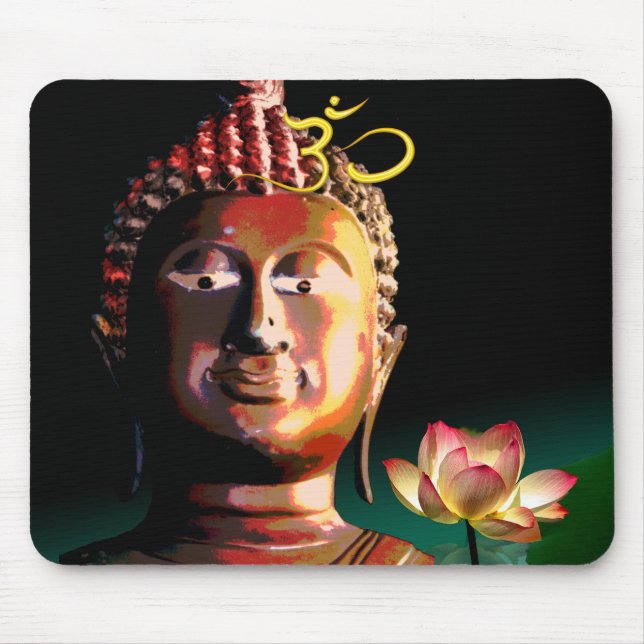 Buddha and Bloomed Lotus and Om mousepad (Front)