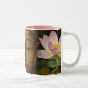 Buddha and flower Two-Tone coffee mug