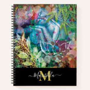 Buddha and Pink Lotus Flower Personalise Monogram Notebook
